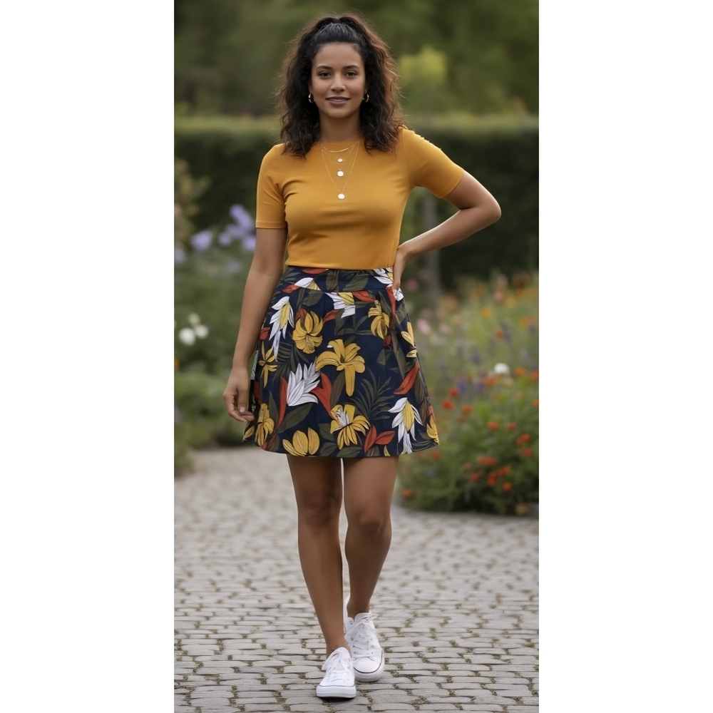 Ann Taylor Factory A-Line Tropical Print Skirt